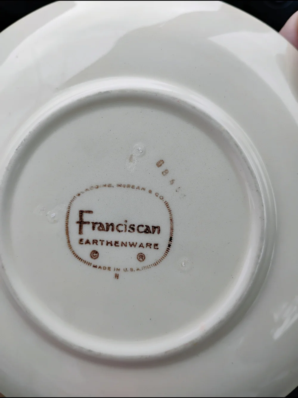 Vintage Franciscan Hand-Painted Fruit Saucer in Cream, Red, Green